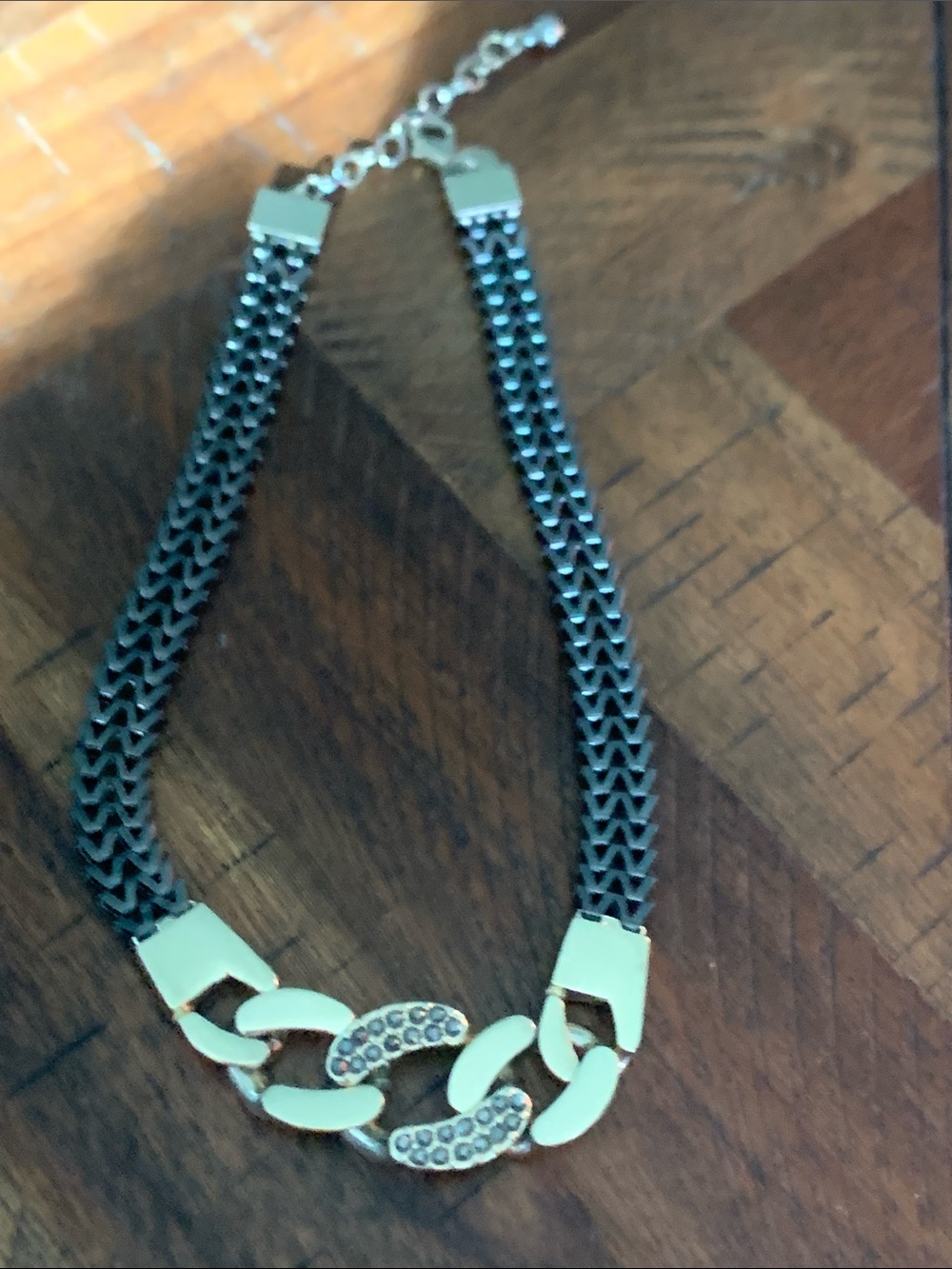 Express Black and Gold  Linked Statement Necklace
